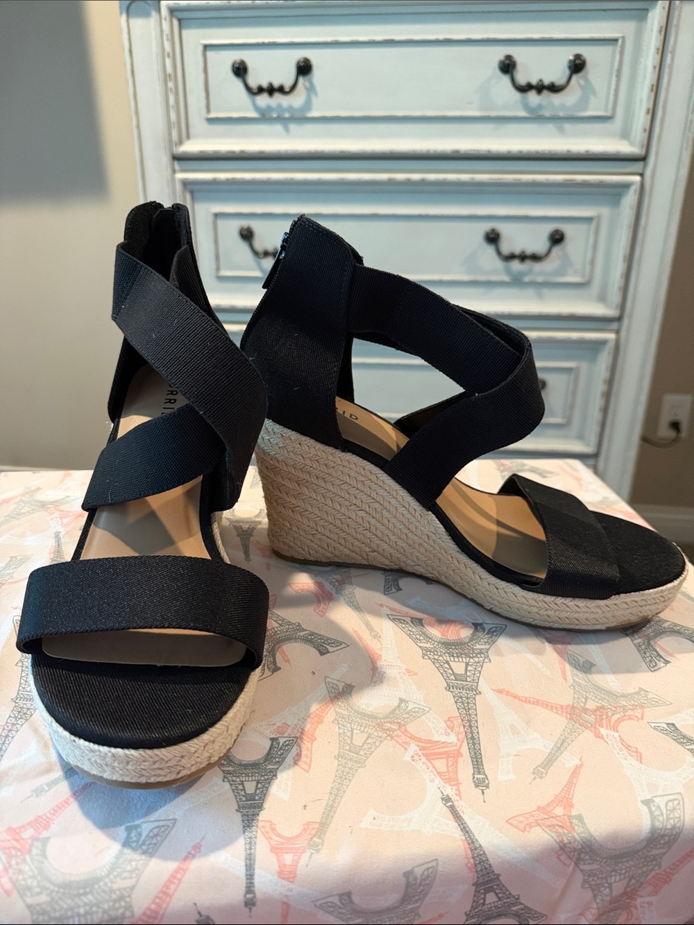 torrid Black Elastic Cross-Strap Espadrille Wedges